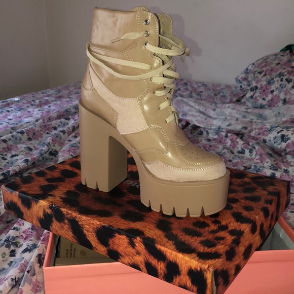 Nude Block Heel Booties - Picture 1 of 4